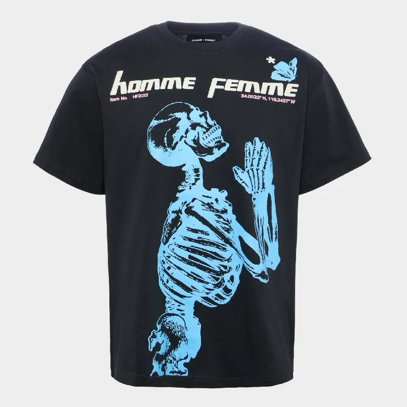 Skeleton Tee Black with Blue