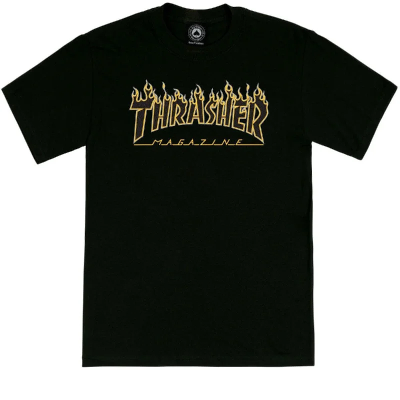 Thrasher Flame Logo T-Shirt - Black/Black