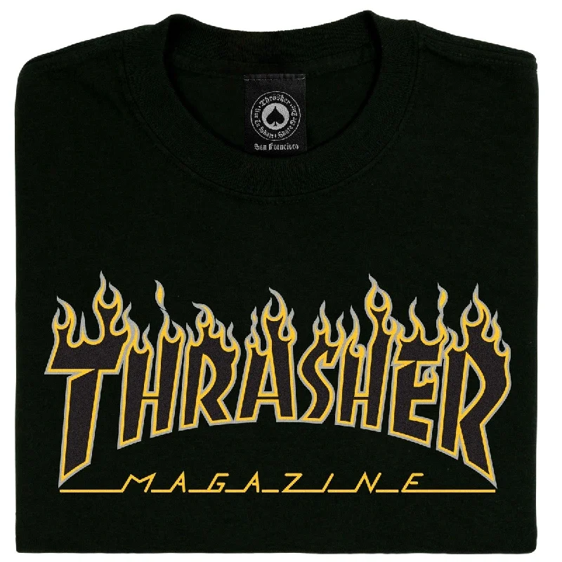 Thrasher Flame Logo T-Shirt - Black/Black