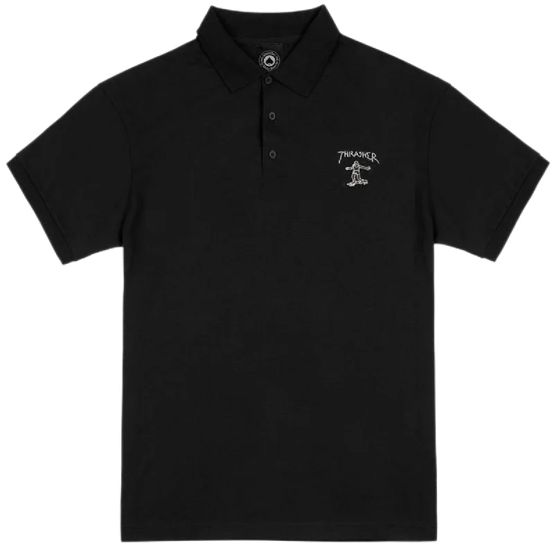 Thrasher Little Gonz Embroidered Polo Shirt - Black