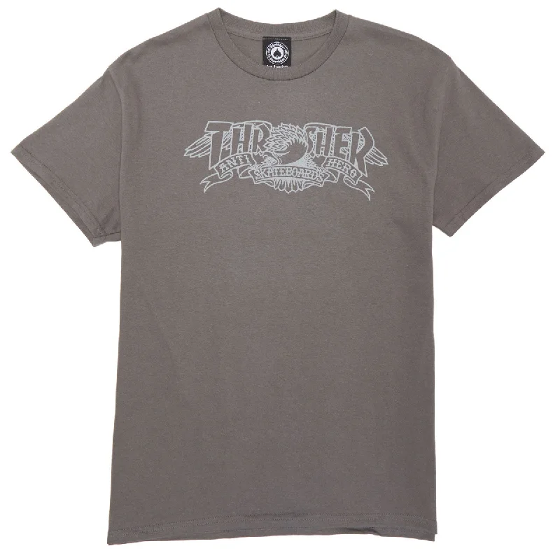 Thrasher x Anti-Hero Mag Banner T-Shirt - Charcoal