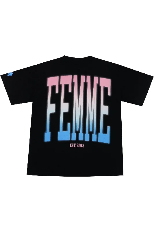 Twilight Tee Black with Pink and Blue