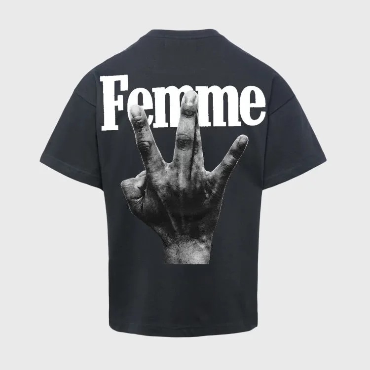 Twisted Fingers Tee Black with White