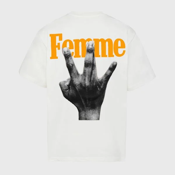 Twisted Fingers Tee White with Blue and Orange